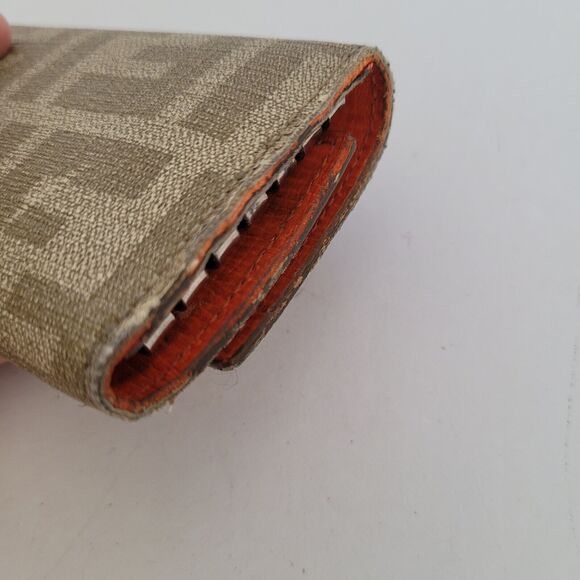 Fendi 6 Ganci Pu/Kaki Zucca Key Case Wallet Hooks Canvas Leather Wallet Folding - Picture 11 of 11